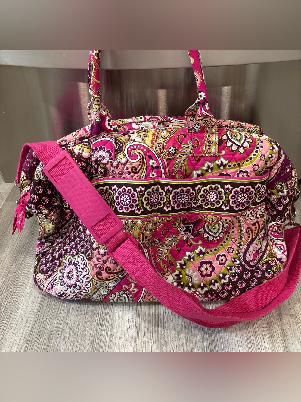 Vera Bradley Pink Paisley Quilted Travel Tote duffel bag overnight carryall